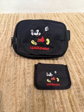 lululemon Disney Black Crossbody Pouch and wallet with Mickey Mouse Embroidery